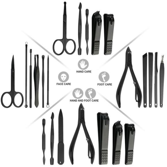 Manicure Set,18 In 1 Stainless Steel Professional Pedicure Kit Nail Scissors - Picture 3 of 8